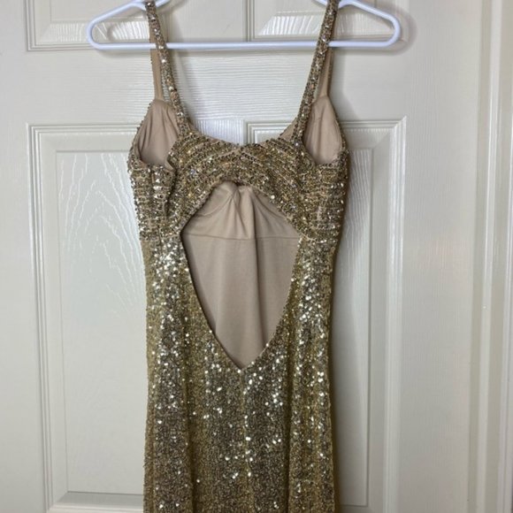 La Femme Gold Beaded Gown - Picture 5 of 5